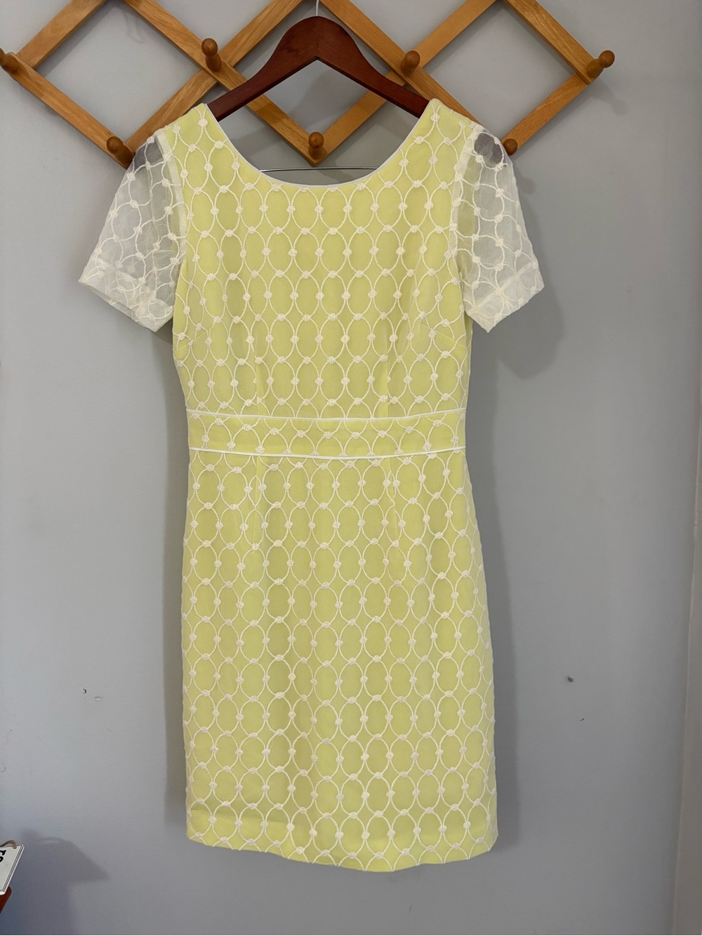 Antonio Melani yellow mesh sheath dress